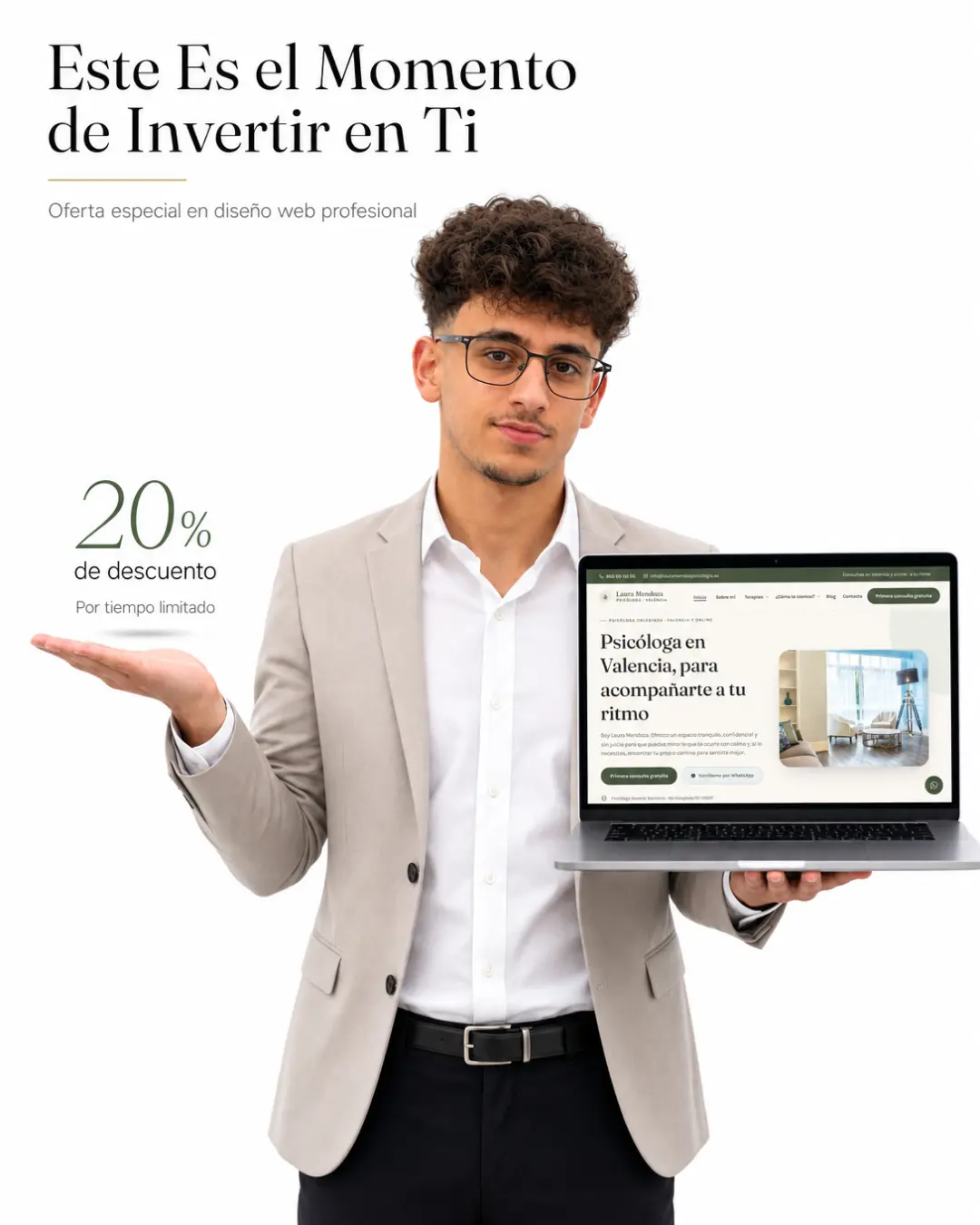Publicación de Glam Web: 20% de descuento en diseño web profesional
